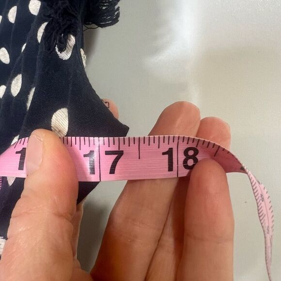 Tory Burch Navy Blue Evelyn Polka Dot Jacquard Sheath Dress Size 4 Fringe - Picture 8 of 12